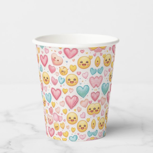 Vasos De Papel Emoji Hearts Party Paper Cup (Anverso)