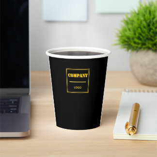 Vasos De Papel Empresa personalizada negra moderna personalizada