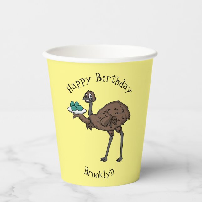 Vasos De Papel Emu con ilustracion personalizado de huevos (Anverso)