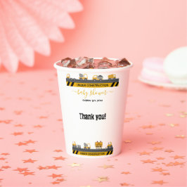 Vasos De Papel En construcción, Baby Shower bulldozer