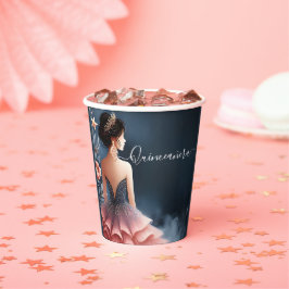 Vasos De Papel En Glam Ball Gown Spark Dark Navy Quinceanera Azul