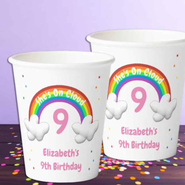 Vasos De Papel ¡En la Nube 9! Cumpleaños del Arcoiris (Subido por el creador)