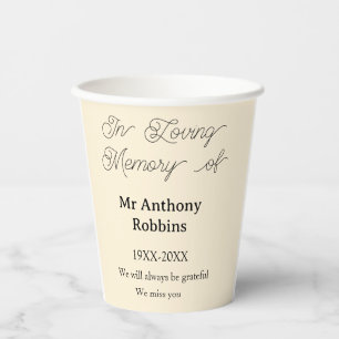 Vasos De Papel En memoria amorosa de nombre recuerdo funeral