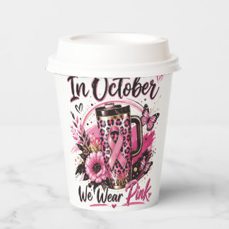 Vasos De Papel En Octubre Nos Vestimos de Rosa Calabaza
