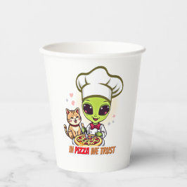 Vasos De Papel En Pizza Confiamos Arte de Chef Alien