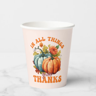 Vasos De Papel En Todas Las Cosas Da Gracias Calabaza