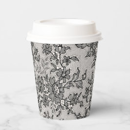 Vasos De Papel Encaje negro