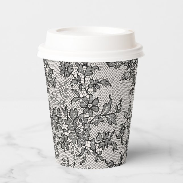 Vasos De Papel Encaje negro (Anverso)