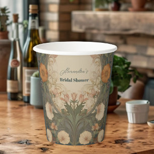 Vasos De Papel Encantado jardín Art Nouveau ducha de novia
