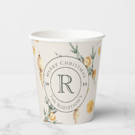 Vasos De Papel Encantador Monograma de Invierno Cálido Festivo