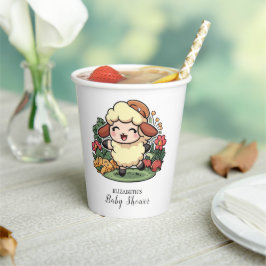 Vasos De Papel Encantadora Baby Shower de Ovejas de Cottagecore