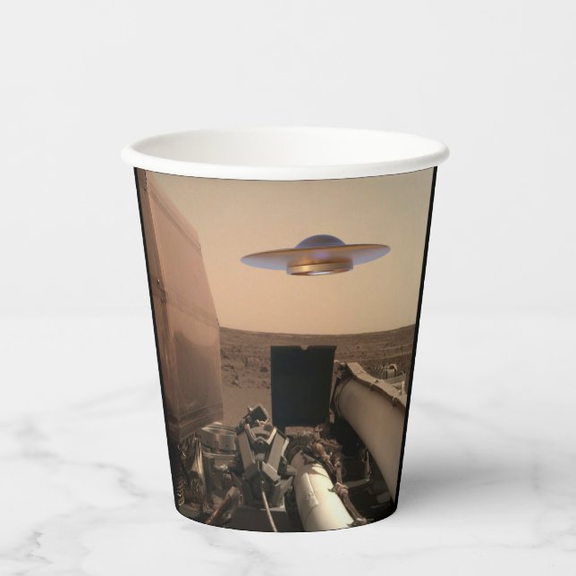 Vasos De Papel Encuentro de Saucer de OVNI de Mars InSight Alien (Anverso)