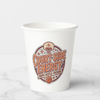 Vasos De Papel Energía al lado de la cancha Baloncesto vintage