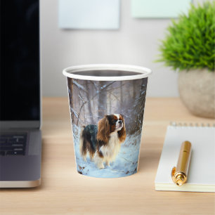 Vasos De Papel English Toy Spaniel Deja que nieve Navidad