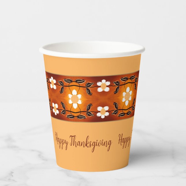 Vasos De Papel Engranaje De Patrón Floral (Anverso)