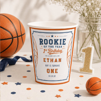 Vasos De Papel Entrada de Novato del Año Baloncesto Cumpleaños 1
