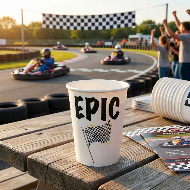 Vasos De Papel Epic Finish Line Checkered Racing Flag (Subido por el creador)