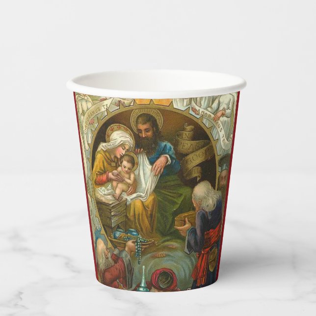 Vasos De Papel Epifanía Religiosa Tres Reyes Jesús María José (Anverso)