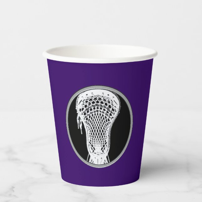 Vasos De Papel Equipo de Lacrosse Púrpura (Anverso)