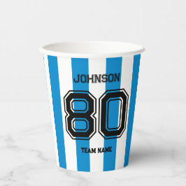 Vasos De Papel Equipo Deportivo Azul Nombre personalizado Número 