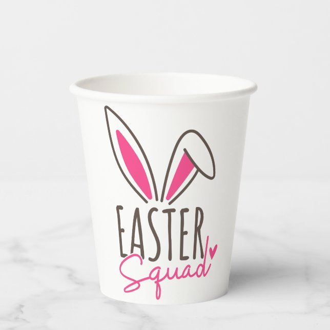 Vasos De Papel Equipo Familiar de Pascua a Juego (Anverso)