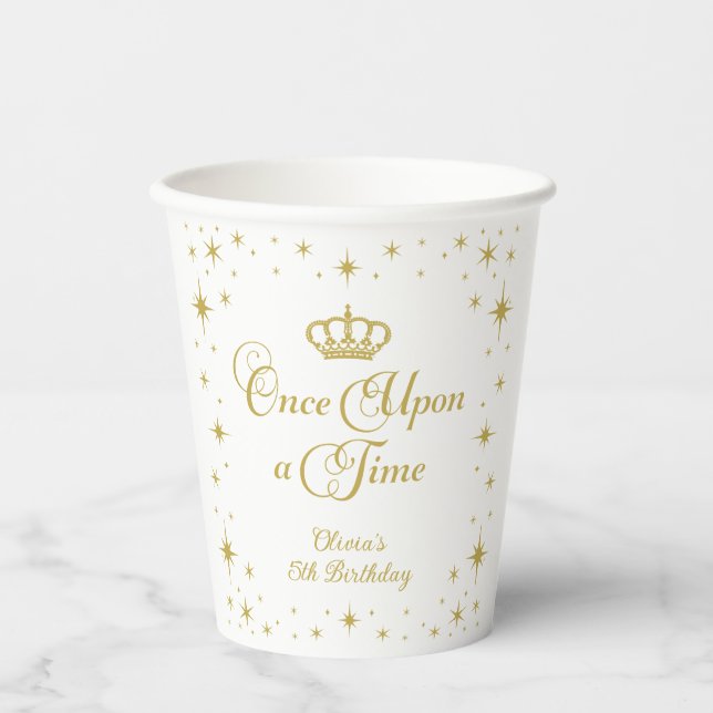 Vasos De Papel Érase Una Vez Cumpleaños Princesa Dorada (Anverso)