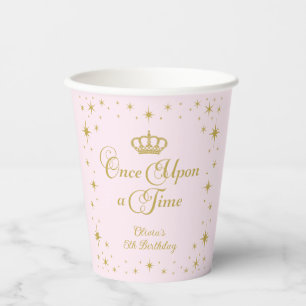 Vasos De Papel Érase Una Vez Cumpleaños Princesa Dorada