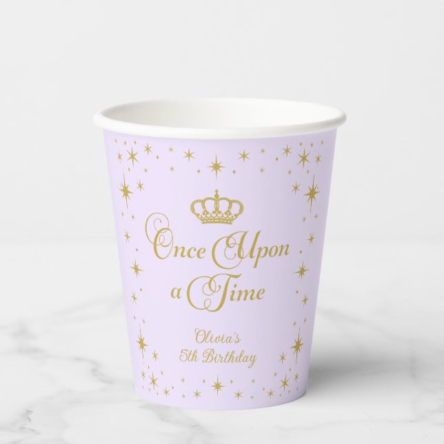 Vasos De Papel Érase Una Vez Cumpleaños Princesa Dorada (Anverso)