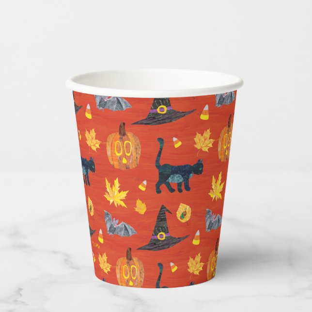 Vasos De Papel Eric Carle | Patrón de Halloween de oruga (Anverso)