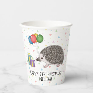 Vasos De Papel Erizo Pigmeo Africano Animal - Feliz Cumpleaños