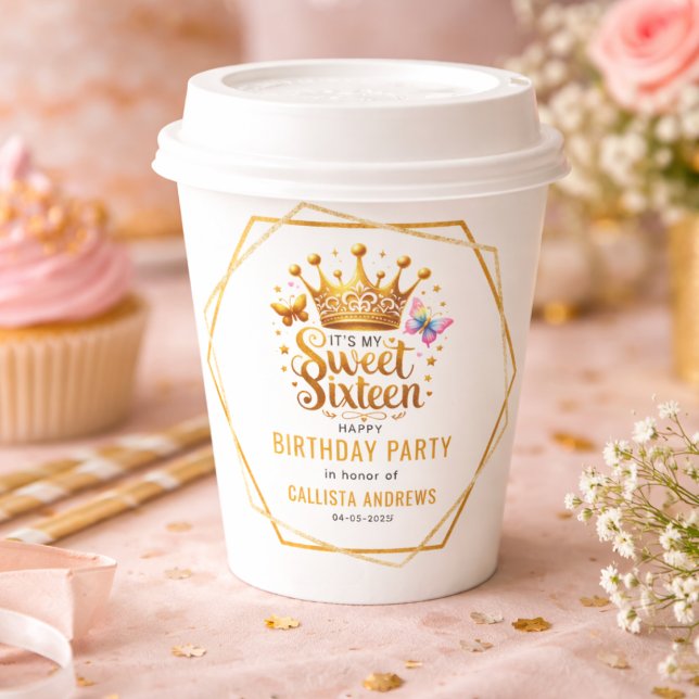 Vasos De Papel es mi dulce cumpleaños 16 (its my sweet sixteen 16 th birthday paper cups)