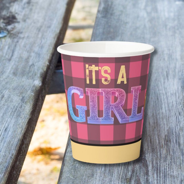 Vasos De Papel Es un chica Rústico Lumberjack Flannel Baby Shower (Subido por el creador)