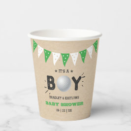 Vasos De Papel ¡Es un chico! Baby Shower con temas de golf