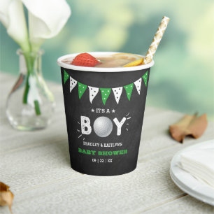 Vasos De Papel ¡Es un chico! Baby Shower con temas de golf
