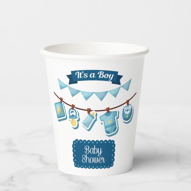Vasos De Papel Es un chico de papel de Baby Shower (Anverso)
