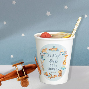 Vasos De Papel Es un niño madero   Baby Shower de juguetes rellen