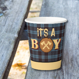 Vasos De Papel Es un niño Rustic Lumberjack Flannel Baby Shower I