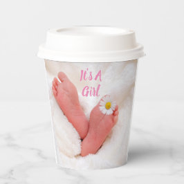 Vasos De Papel Es un pie de bebé Chica con margarita