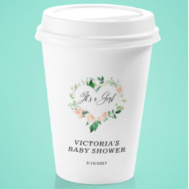 Vasos De Papel Es una Baby Shower rosa Rubor Chica