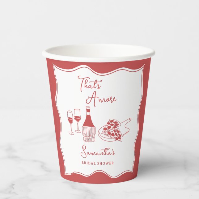 Vasos De Papel Esa es más ducha de novia roja italiana de pizza v (Anverso)