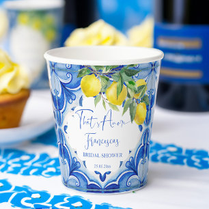 Vasos De Papel Esa es una ducha italiana de novia con limón azul