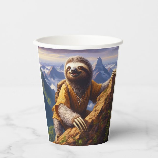 Vasos De Papel Escalada de Montaña Sloth (Anverso)
