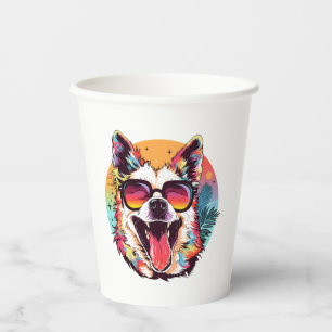 Vasos De Papel escalada de perros de verano en la playa de perros
