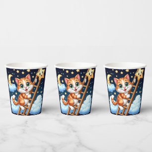 Vasos De Papel Escalera de gatitos a la luna