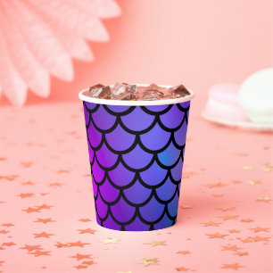 Vasos De Papel Escamas de Sirena Rosa Purpura Azul Fiesta de Cump