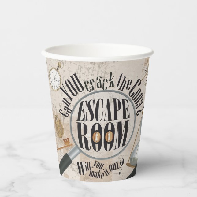 Vasos De Papel Escape Room Fiesta Suministros Caza de Scavenger M (Anverso)