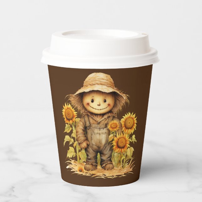Vasos De Papel Escarecrow con girasol (Anverso)