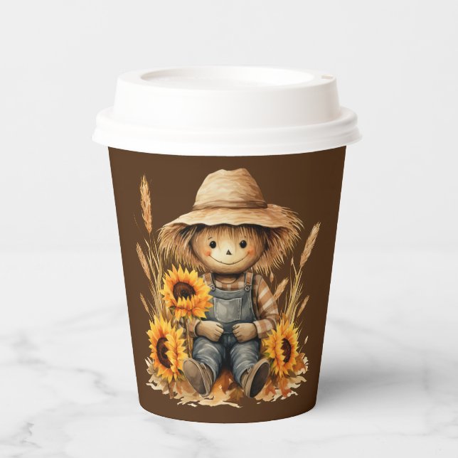 Vasos De Papel Escarecrow con girasol (Anverso)