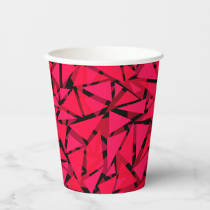 Vasos De Papel escarlata de patrón rojo brillante, geométrico, ab