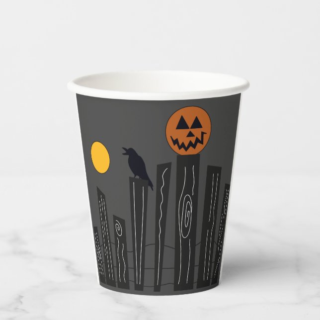 Vasos De Papel Escena de Halloween en tazas de papel (Anverso)